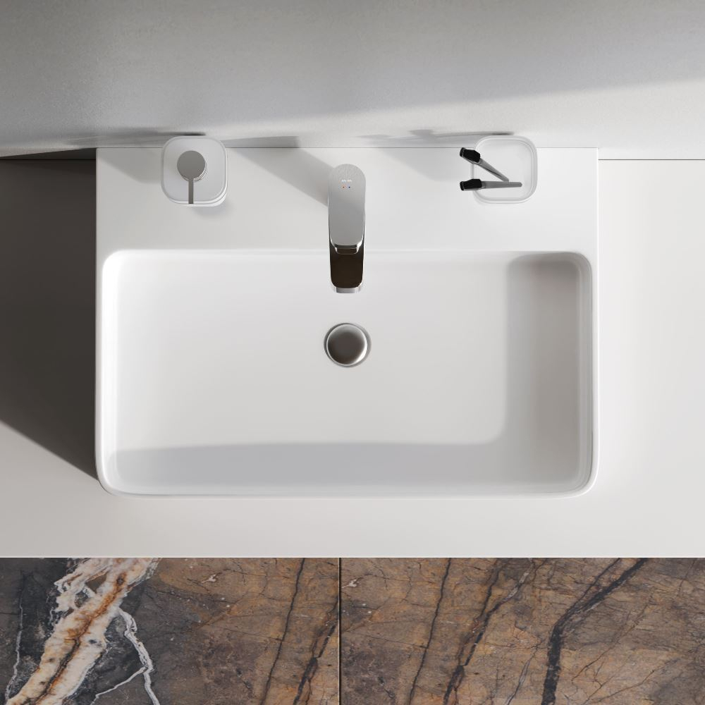 Раковина накладная, прямоугольная с пъедесталом, 60 см AM.PM Func M8FWCC10601WG