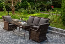 "Гляссе" обеденная группа из искусственного ротанга, цвет коричневый