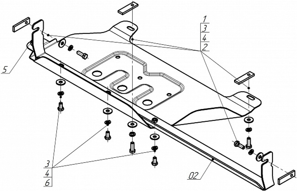 Защита раздаточной коробки, 2 мм, Сталь. для Oting Paladin 2023-н.в., Motodor.78606
