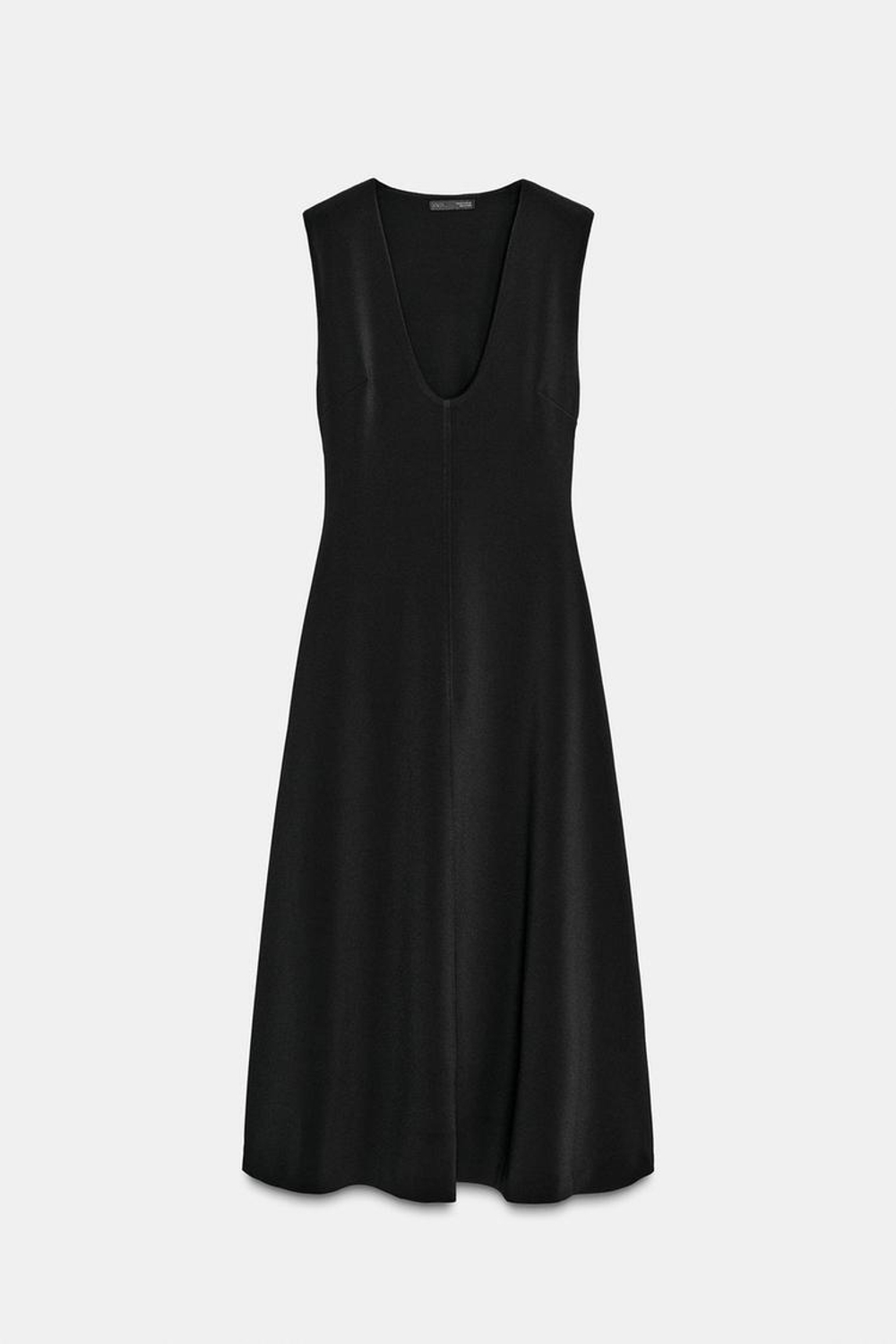 ZARA ПЛАТЬЕ МИДИ ИЗ КРЕПА, ЧЕРНЫЙ