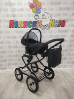 Коляска модульная Indigo Barbara Eco Classic be 03 (черная кожа)