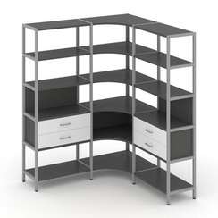Shelf System Трехсекционный угловой стеллаж пятиярусный с ящиками SN.STMU-531 Антрацит/Белый/Металл