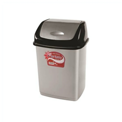 Контейнер для мусора с плавающей кр. "Фантазия" 10л 09402 черно-серебристый