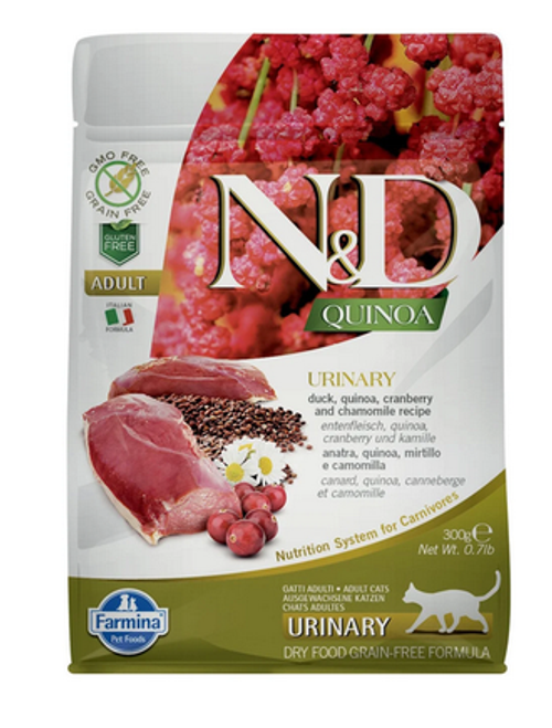 Farmina N&D Cat Quinoa Urinary Сухой корм для кошек для профилактики мочекаменной болезни Утка и киноа, 300 гр