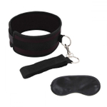 Ошейник с поводком Lux Fetish Collar and Leash Set, черный, с маской