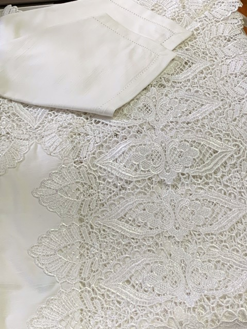 Скатерть 170х270 и 12 салфеток Gamba 1323CK Bianco молочная