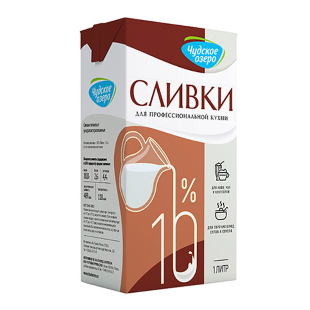 Сливки «Чудское озеро» 10% - 1 л