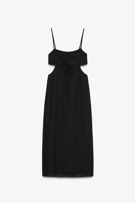 ZARA ПЛАТЬЕ С ВЫШИВКОЙ И ВЫРЕЗАМИ, ЧЕРНЫЙ