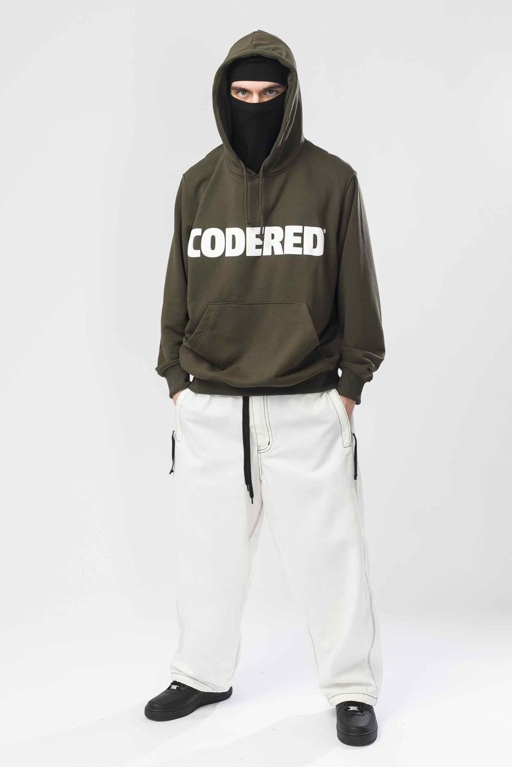 Худи Codered Base Hoodie Wide Summer Logo R Болотный/Белый принт CODERED