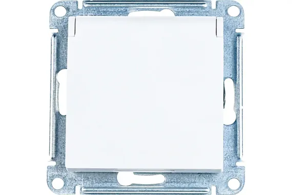 Розетка Systeme Electric ATLASDESIGN с заземлением с крышкой и шторкой белая 35964