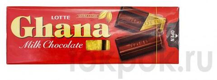 Шоколад молочный Гана Lotte Ghana, 40 гр