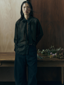 Massimo Dutti Рубашка свободного кроя с воротником-платком, черный