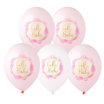 Шар латексный 35см Hello Baby Girl (Розовый)