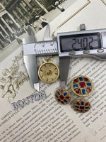 Пуговицы матовое золото с синей и красной эмалью