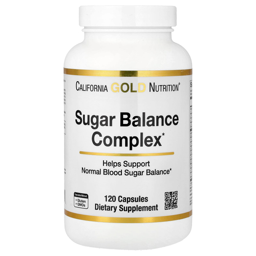 California Gold Nutrition, комплекс для поддержания уровня сахара с хромом, джимнемой, гинкго билоба и расторопшей, 120 капсул