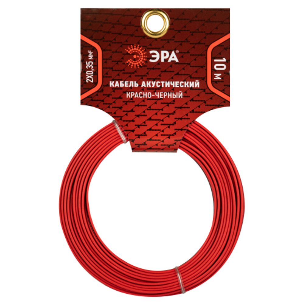Акустический кабель ЭРА 2х0,35 мм2 красно-черный, 10 м | Акустический кабель