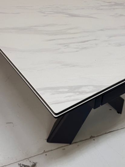 Стол ORISTANO 200 MARBLES KL-99 Белый мрамор матовый, итальянская керамика/ черный каркас