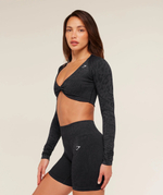 Топ GYMSHARK Adapt Animal X Whitney Long Sleeve Crop Top Black