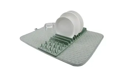 Коврик для сушки посуды с подставкой 45х60см, цв.зеленый