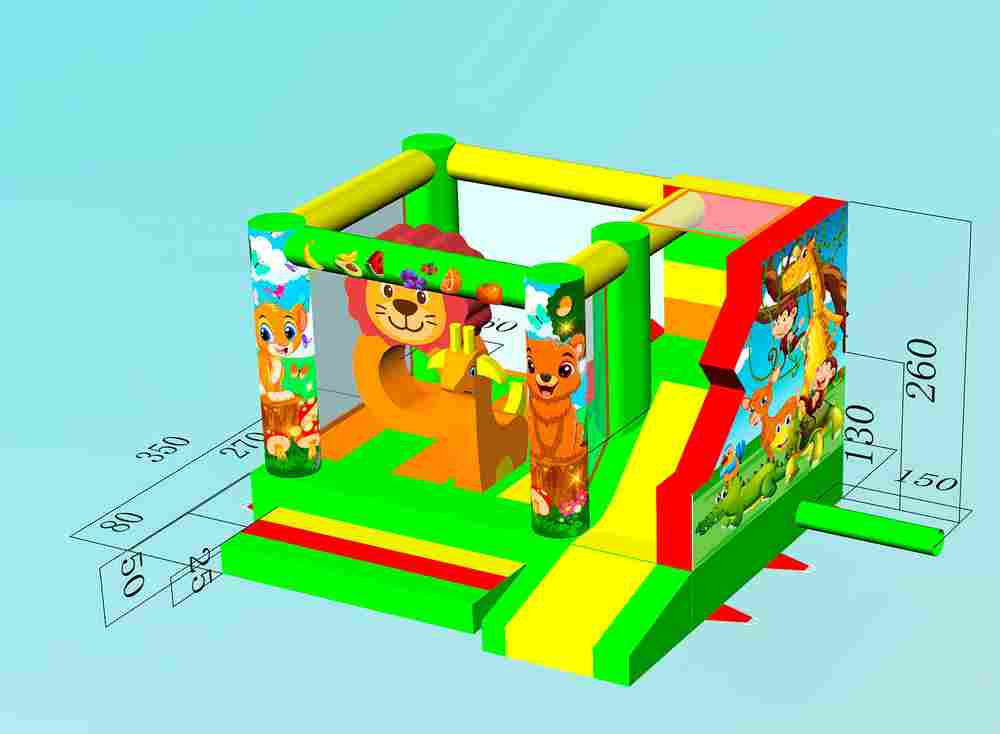 Коммерческий надувной батут «Мини джунгли» с горкой, 4*3,5*2,6 м.