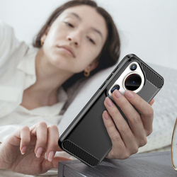 Чехол с дизайном в стиле карбон на Huawei Pura 70 Ultra, мягкий отклик кнопок, серия Carbon от Caseport