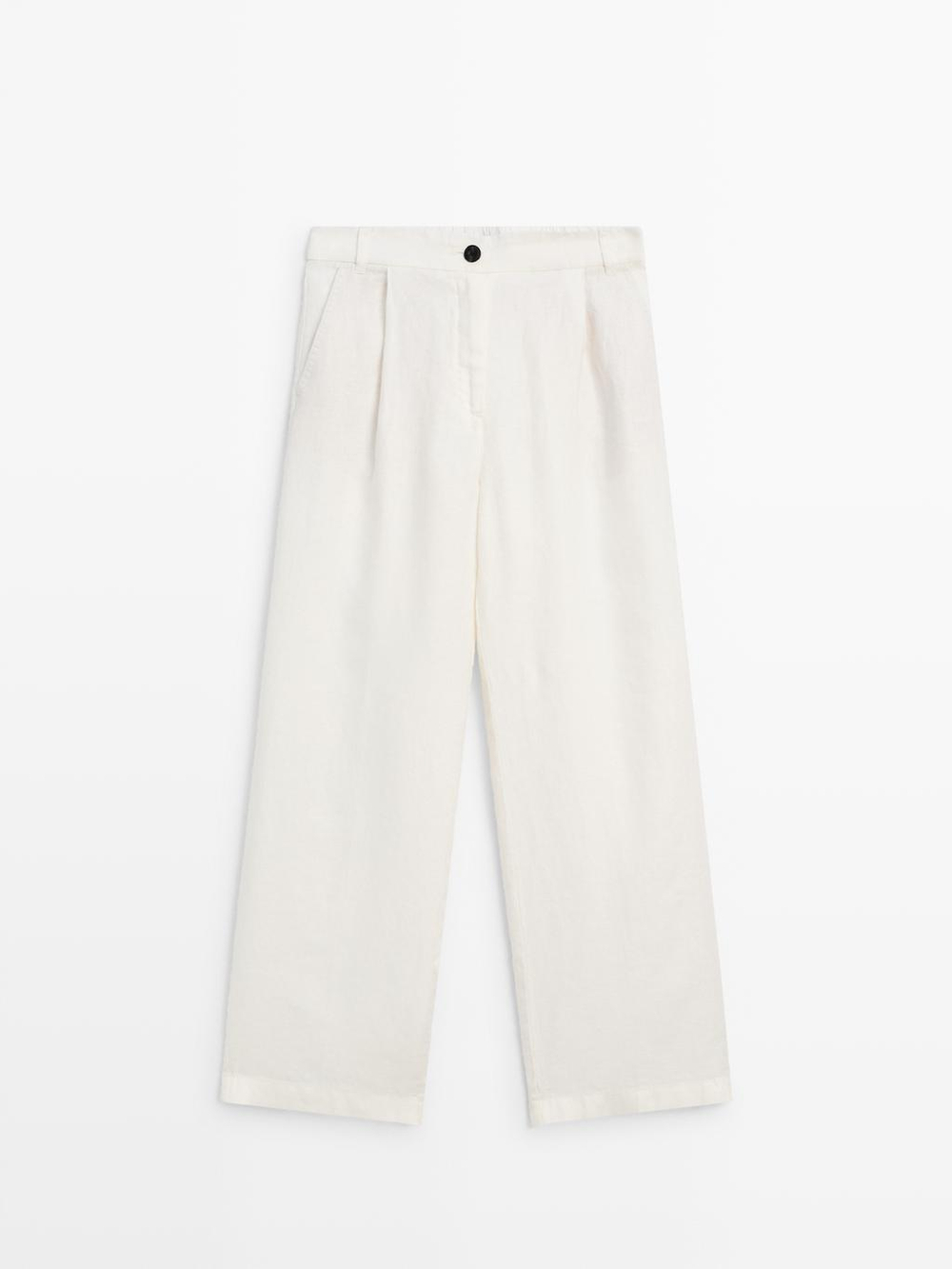 Massimo Dutti Широкие брюки на резинке из 100% льна, белый