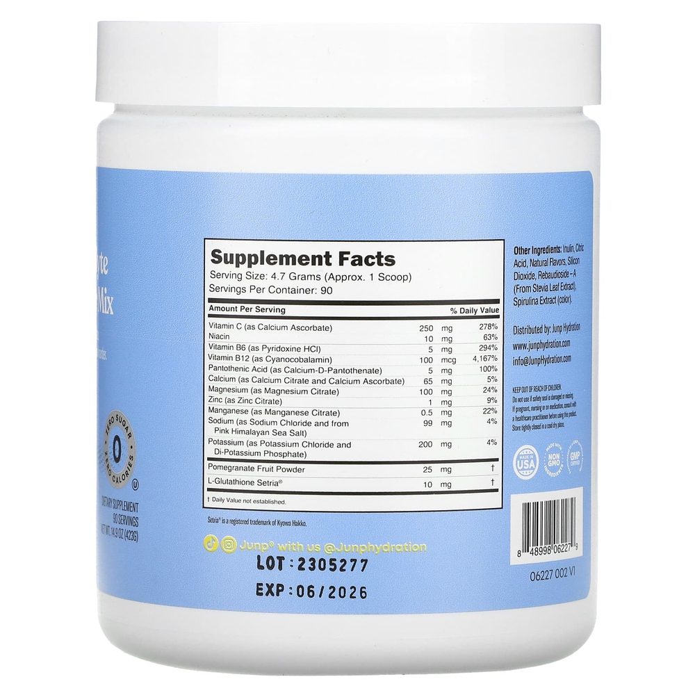 JUNP Hydration, Порошковая смесь электролитов, ягодный лимонад, 423 г (14,9 унции)