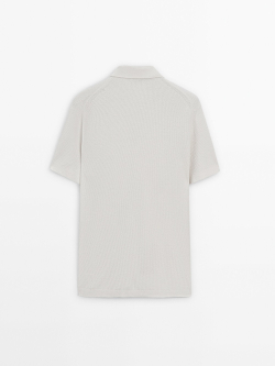 Massimo Dutti Вязаный кардиган с короткими рукавами и пуговицами, натуральный, кремовый