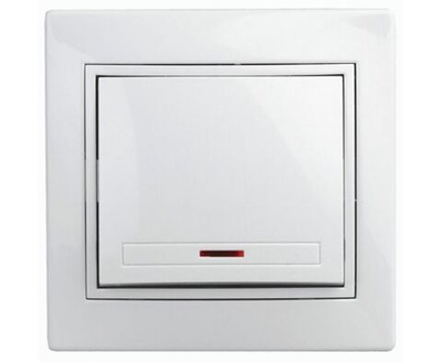 Выключатель Intro Plano 1-102-01 одноклавишный с подсветкой 10А-250В IP20 СУ белый