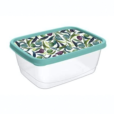 Контейнер для продуктов прямоугольный 1,5л с декором (зеленый)