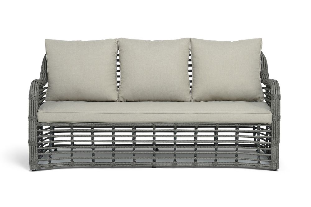 "Ницца" диван из искусственного ротанга трехместный, цвет серый