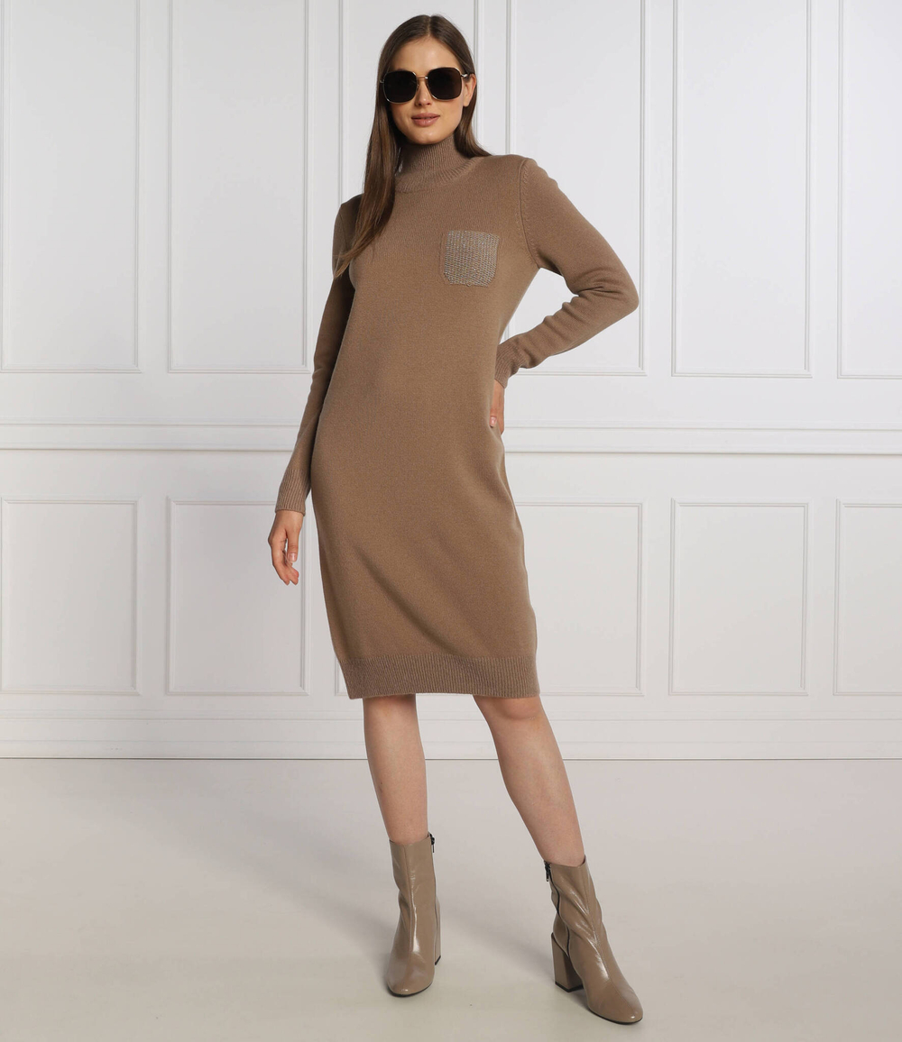 хлопковое платье Peserico - коричневый(S92191F07 A9018)