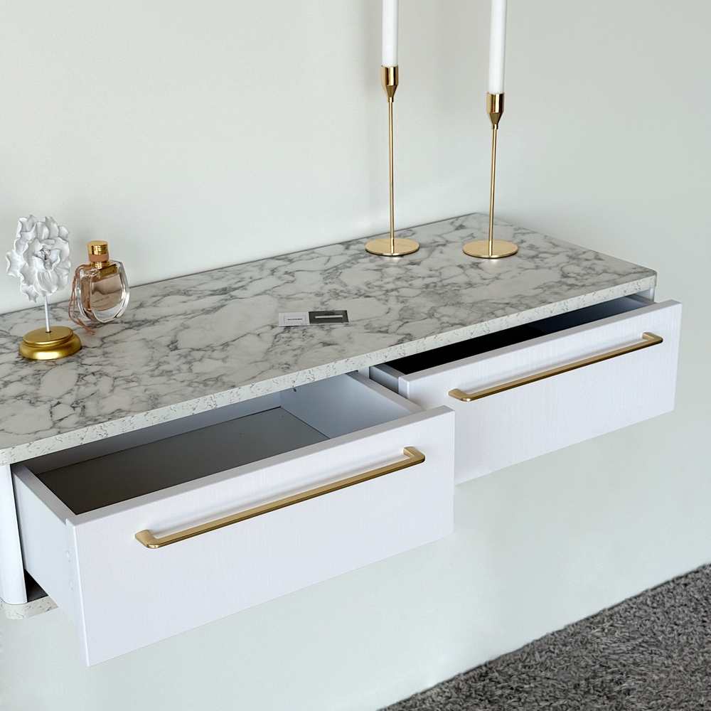 Подвесной туалетный столик консоль Royal 5210 эко (Мрамор Каррара-р.золото)