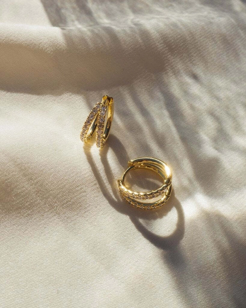 Серьги-кольца Мини Блестящая Марго – Золото