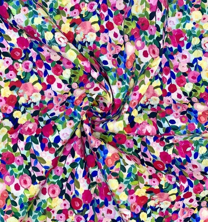 Коттон принт, цветы мелкие фуксия/розовый/зеленый/синим DGT