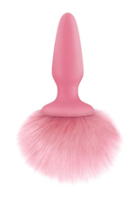 Розовая анальная пробка с коротким розовым хвостиком Bunny Tails