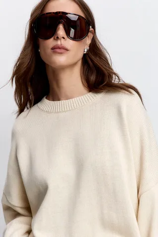 Джемпер с хлопком ванильного цвета