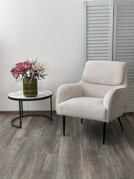 Кресло М-City DISAUR Магда (Magda) Cato-01 Белый, ткань, Черный каркас