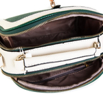 Сумка женская средняя 22х18,5х10 см бело-зелёная 1398-3