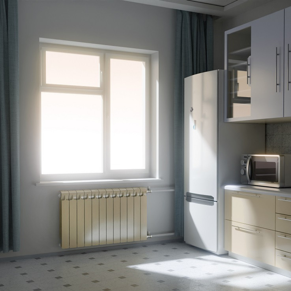 Радиатор биметаллический Rifar Monolit 500 RM50012K боковое подключение Капучино 12 секций