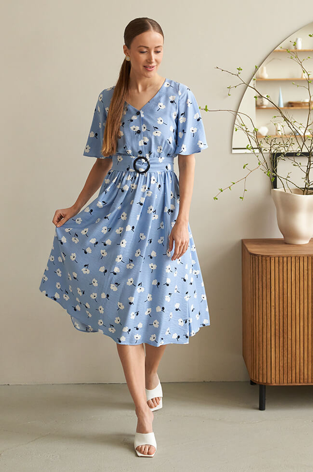 51483 Платье женское (голубой принт)