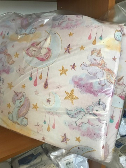 Борт в кроватку с рюшами "Единорожка на облачке", 4 части,поплин
