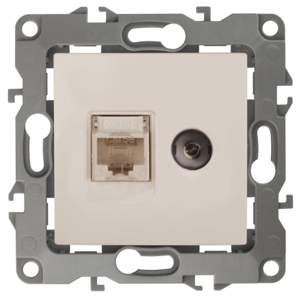 12-3110-02 ЭРА Розетка комбинированная RJ45+TV, IP20, Эра12, слоновая кость