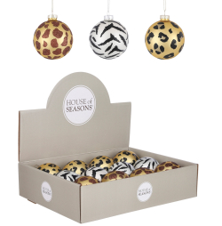 Набор шаров 12шт 8см House of Seasons с животным орнаментом в ассортименте 3 вида