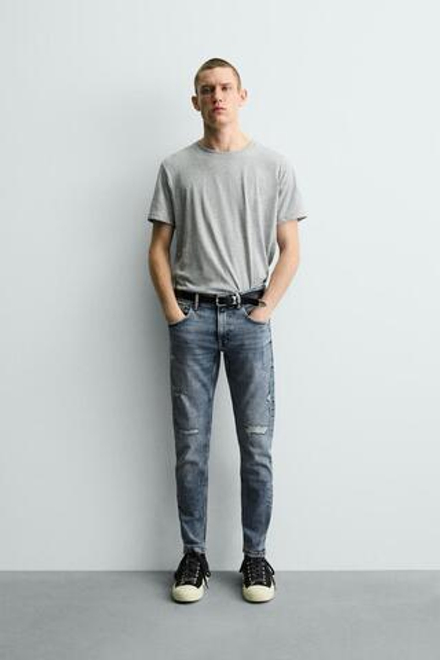 ZARA ДЖИНСЫ SKINNY FIT, ВЫЦВЕТШИЙ СИНИЙ
