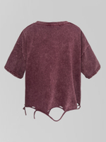 Футболка LJHY 91706 однотонная рваная с логотипом на груди