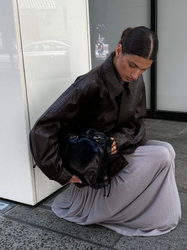 Бордовая укороченная куртка Coline из эко кожи