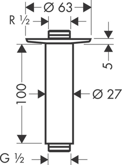 Потолочное подсоединение Hansgrohe 27479000 100 мм, 1/2