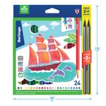 Карандаши цветные пластиковые Berlingo "Корабли", 24цв.+2 ч/г HB, заточен., картон, европодвес