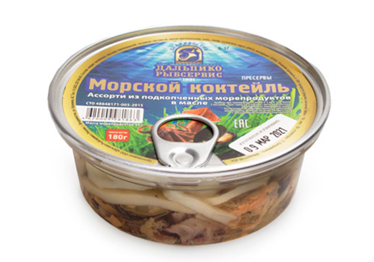 Морской коктейль из морепродуктов в масле, 180г